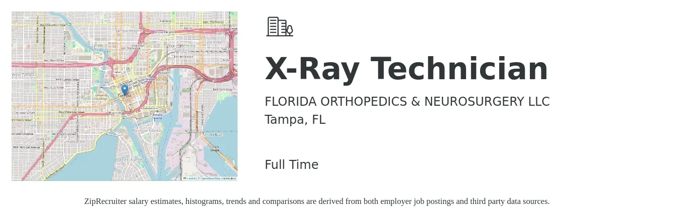 FLORIDA ORTHOPEDICS & NEUROSURGERY LLC job posting for a X-Ray Technician in Tampa, FL with a salary of $1,640 to $2,360 Weekly with a map of Tampa location.