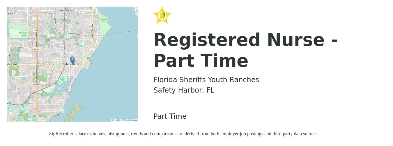 Florida Sheriffs Youth Ranches job posting for a Registered Nurse - Part Time in Safety Harbor, FL with a salary of $21 Hourly with a map of Safety Harbor location.