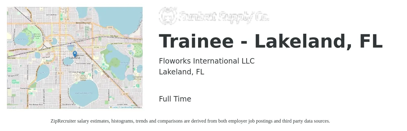Floworks International LLC job posting for a Trainee - Lakeland, FL in Lakeland, FL with a salary of $14 to $23 Hourly with a map of Lakeland location.