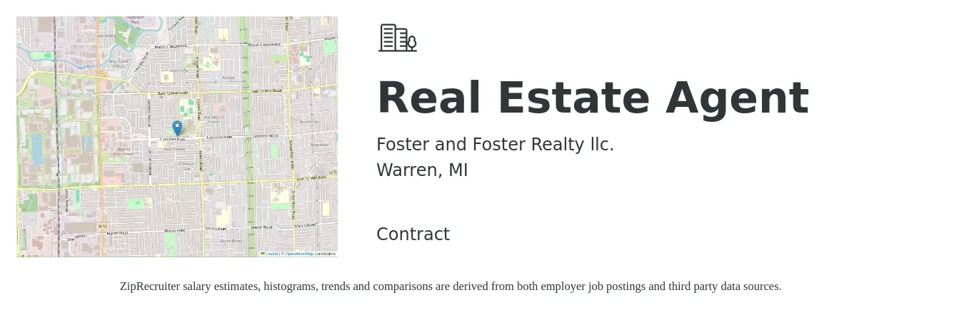 Foster and Foster Realty LLC. job posting for a Real Estate Agent in Warren, MI with a salary of $1,000 to $4,000 Weekly with a map of Warren location.