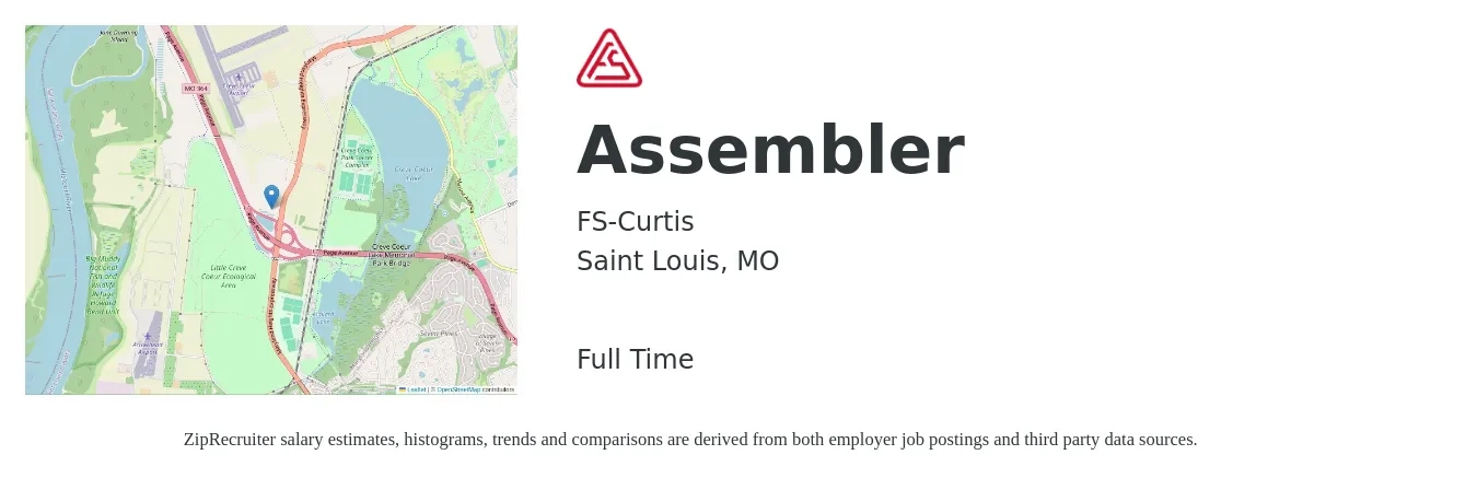 FS-Curtis job posting for a Assembler in Saint Louis, MO with a salary of $16 to $19 Hourly with a map of Saint Louis location.