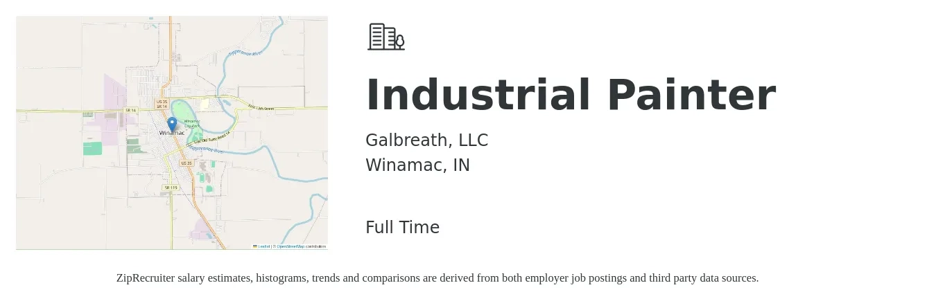 Galbreath, LLC job posting for a Industrial Painter in Winamac, IN with a salary of $17 to $23 Hourly with a map of Winamac location.