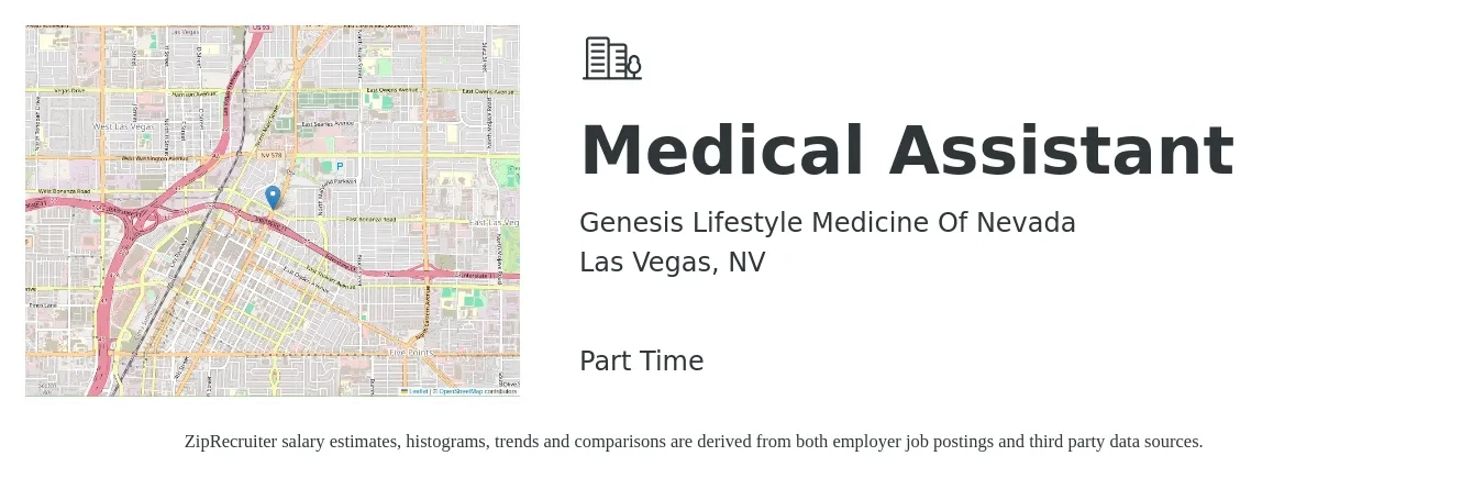 Genesis Lifestyle Medicine Of Nevada job posting for a Medical Assistant in Las Vegas, NV with a salary of $17 to $22 Hourly with a map of Las Vegas location.