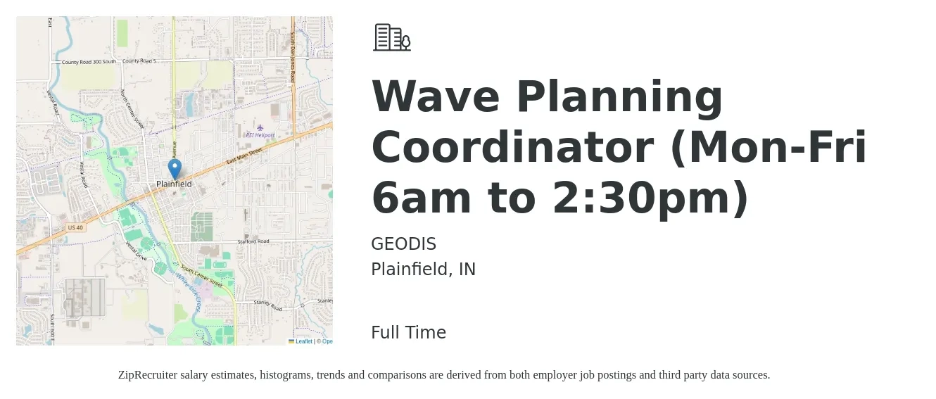 Wave Planning Coordinator Job in Plainfield, IN at Geodis