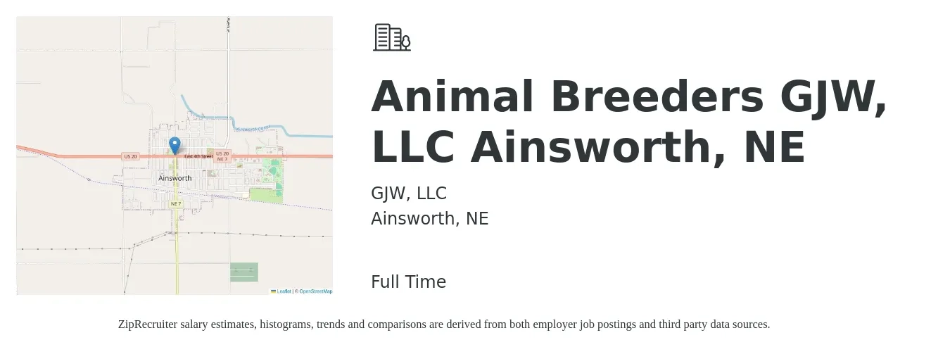 GJW, LLC job posting for a Animal Breeders GJW, LLC Ainsworth, NE in Ainsworth, NE with a salary of $16 to $23 Hourly with a map of Ainsworth location.