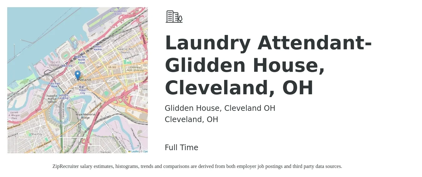 Glidden House, Cleveland OH job posting for a Laundry Attendant-Glidden House, Cleveland, OH in Cleveland, OH with a salary of $12 to $16 Hourly with a map of Cleveland location.