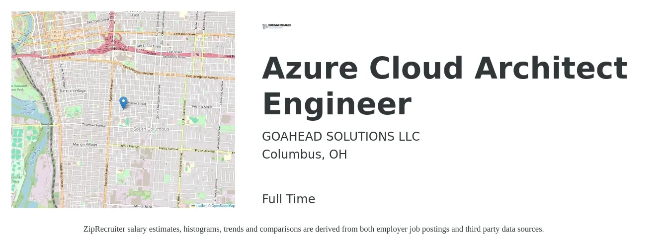 GOAHEAD SOLUTIONS LLC job posting for a Azure Cloud Architect Engineer in Columbus, OH with a salary of $63 to $80 Hourly with a map of Columbus location.