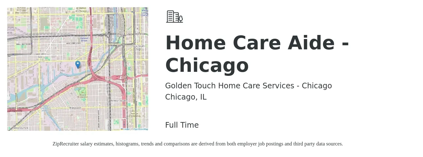 Golden Touch Home Care Services - Chicago job posting for a Home Care Aide - Chicago in Chicago, IL with a salary of $15 to $19 Hourly with a map of Chicago location.