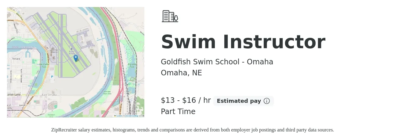 Goldfish Swim School - Omaha job posting for a Swim Instructor in Omaha, NE with a salary of $14 to $17 Hourly with a map of Omaha location.