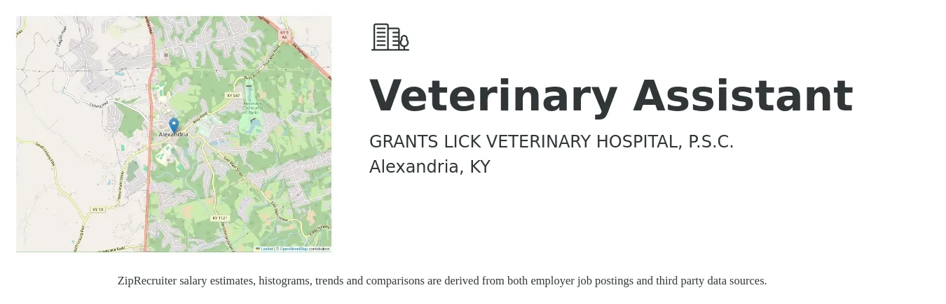 GRANTS LICK VETERINARY HOSPITAL, P.S.C. job posting for a Veterinary Assistant in Alexandria, KY with a salary of $15 to $19 Hourly with a map of Alexandria location.