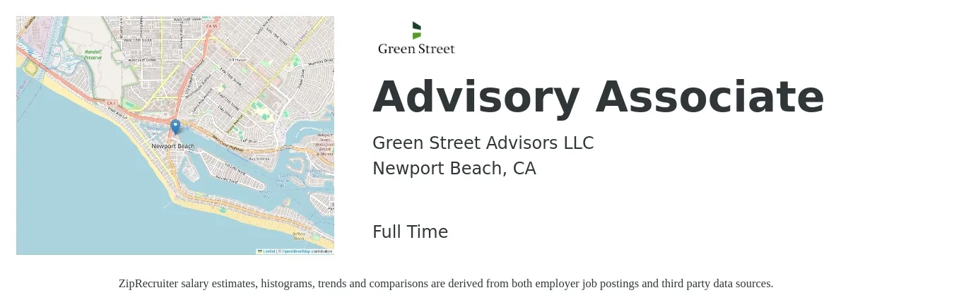 Green Street Advisors LLC job posting for a Advisory Associate in Newport Beach, CA with a salary of $59,600 to $76,800 Yearly with a map of Newport Beach location.