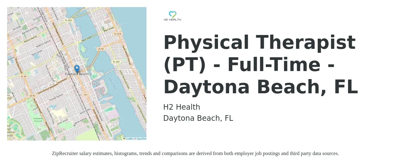 H2 Health job posting for a Physical Therapist (PT) - Full-Time - Daytona Beach, FL in Daytona Beach, FL with a salary of $1,590 to $2,070 Weekly with a map of Daytona Beach location.