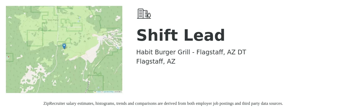 Habit Burger Grill - Flagstaff, AZ DT job posting for a Shift Lead in Flagstaff, AZ with a salary of $12 to $16 Hourly with a map of Flagstaff location.