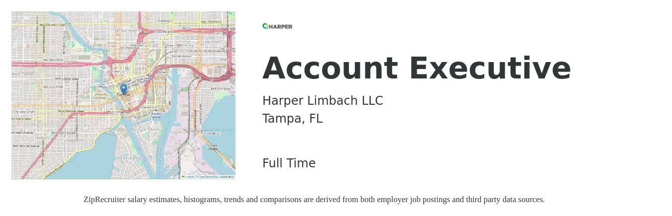 Harper Limbach LLC job posting for a Account Executive in Tampa, FL with a salary of $51,000 to $89,800 Yearly with a map of Tampa location.