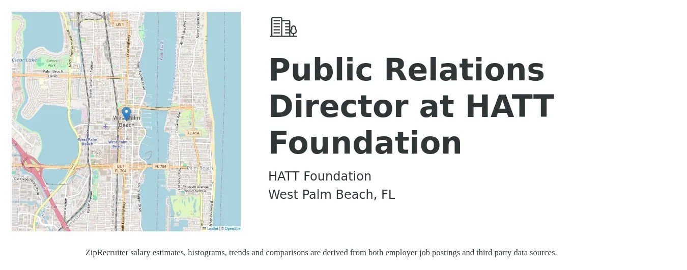 HATT Foundation job posting for a Public Relations Director at HATT Foundation in West Palm Beach, FL with a salary of $39,500 Yearly with a map of West Palm Beach location.