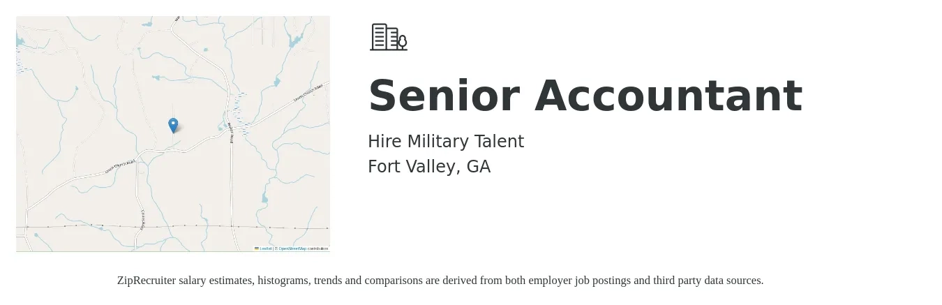 Hire Military Talent job posting for a Senior Accountant in Fort Valley, GA with a salary of $63,200 to $79,400 Yearly with a map of Fort Valley location.