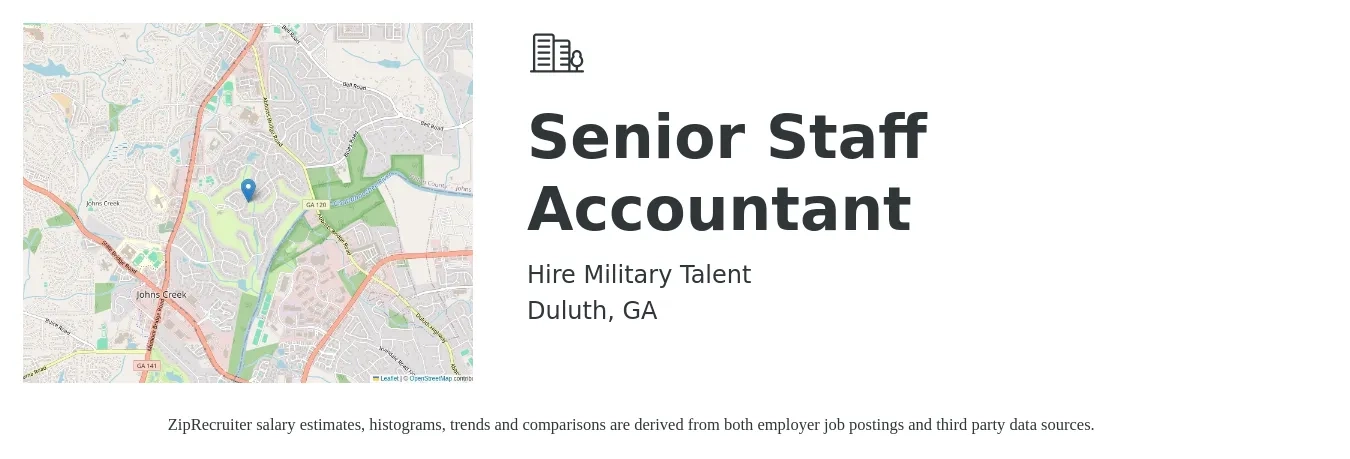 Hire Military Talent job posting for a Senior Staff Accountant in Duluth, GA with a salary of $64,000 to $78,700 Yearly with a map of Duluth location.