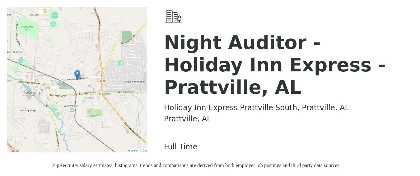 Holiday Inn Express Prattville South, Prattville, AL job posting for a Night Auditor - Holiday Inn Express - Prattville, AL in Prattville, AL with a salary of $13 to $17 Hourly with a map of Prattville location.