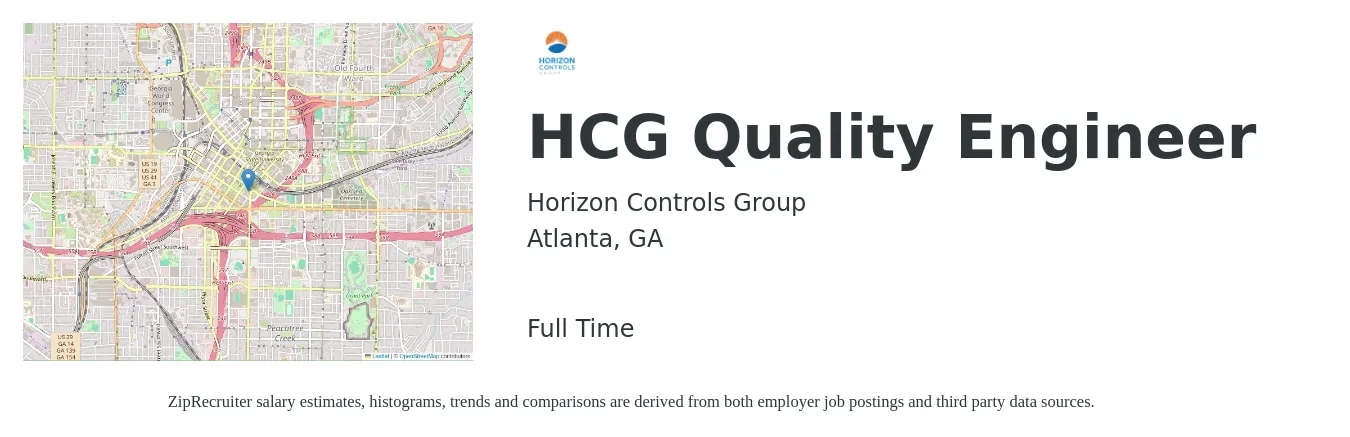 Horizon Controls Group job posting for a HCG Quality Engineer in Atlanta, GA with a salary of $69,200 to $89,400 Yearly with a map of Atlanta location.
