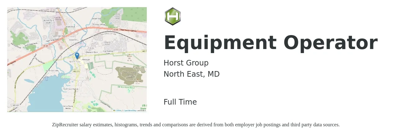 Horst Group job posting for a Equipment Operator in North East, MD with a salary of $19 to $26 Hourly with a map of North East location.