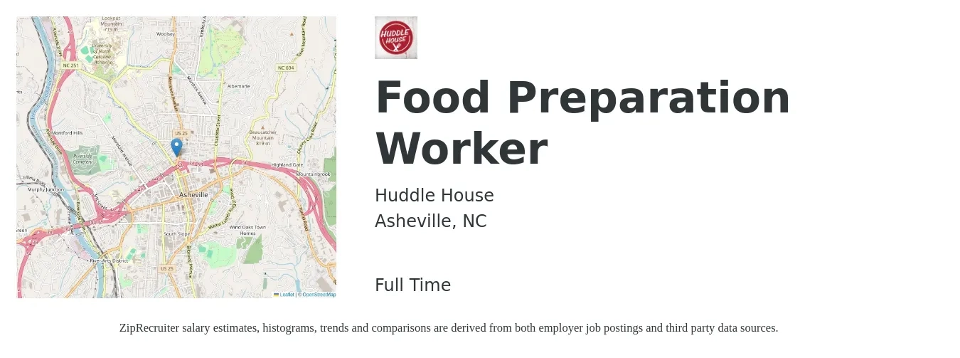 Food Preparation Worker Job in Asheville, NC at Huddle House