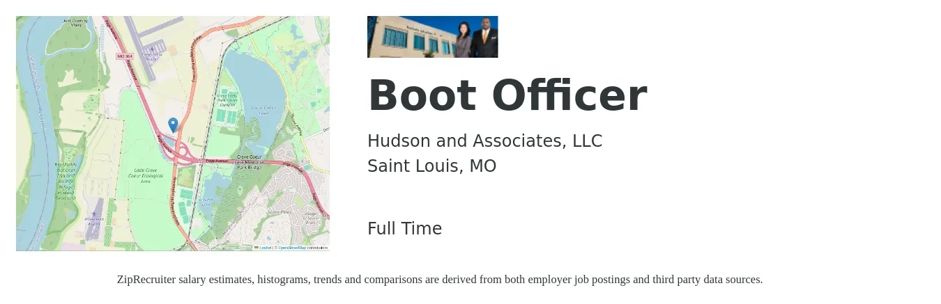 Hudson and Associates, LLC job posting for a Boot Officer in Saint Louis, MO with a map of Saint Louis location.
