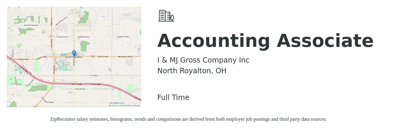 I & MJ Gross Company Inc job posting for a Accounting Associate in North Royalton, OH with a salary of $20 to $28 Hourly with a map of North Royalton location.