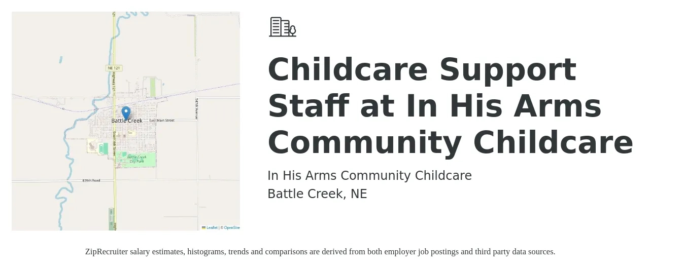 In His Arms Community Childcare job posting for a Childcare Support Staff at In His Arms Community Childcare in Battle Creek, NE with a map of Battle Creek location.
