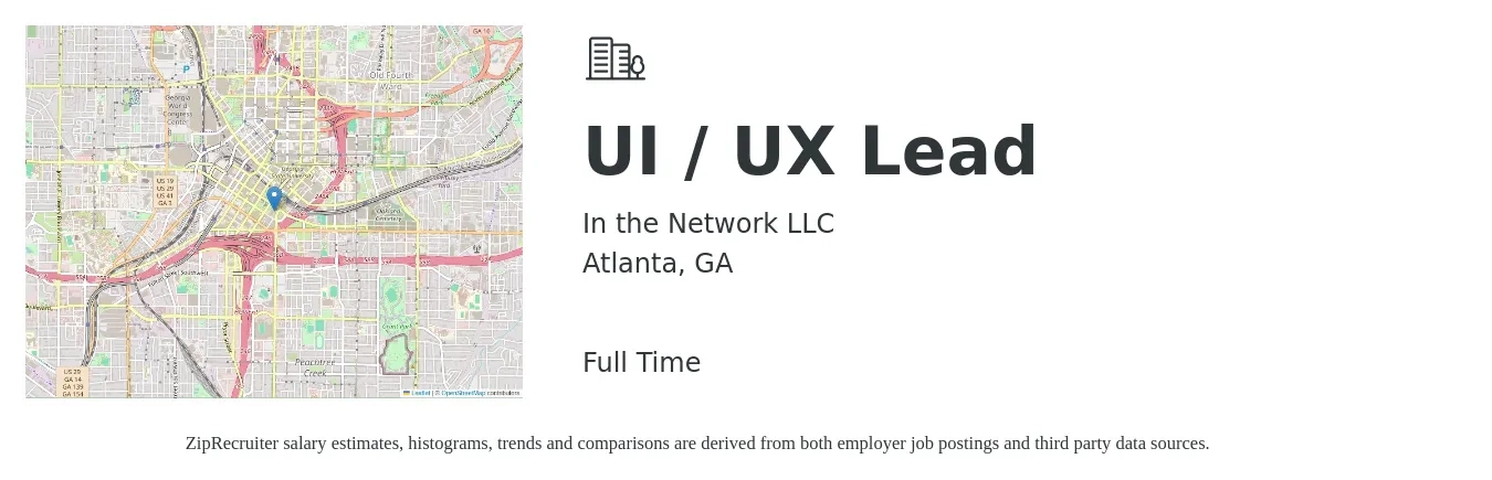 In the Network LLC job posting for a UI / UX Lead in Atlanta, GA with a salary of $160,600 Yearly with a map of Atlanta location.
