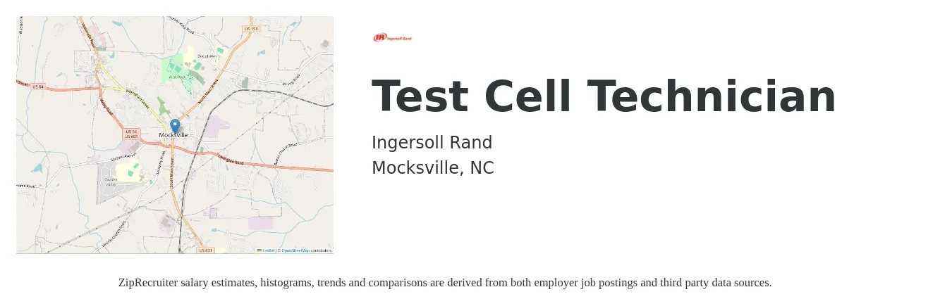 Ingersoll Rand job posting for a Test Cell Technician in Mocksville, NC with a salary of $23 Hourly with a map of Mocksville location.