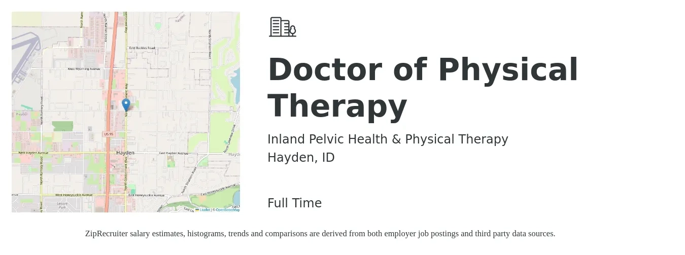 Inland Pelvic Health & Physical Therapy job posting for a Doctor of Physical Therapy in Hayden, ID with a salary of $41 to $56 Hourly with a map of Hayden location.
