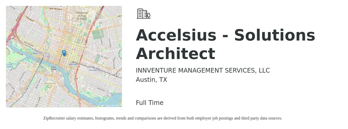 INNVENTURE MANAGEMENT SERVICES, LLC job posting for a Accelsius - Solutions Architect in Austin, TX with a salary of $61 to $81 Hourly with a map of Austin location.