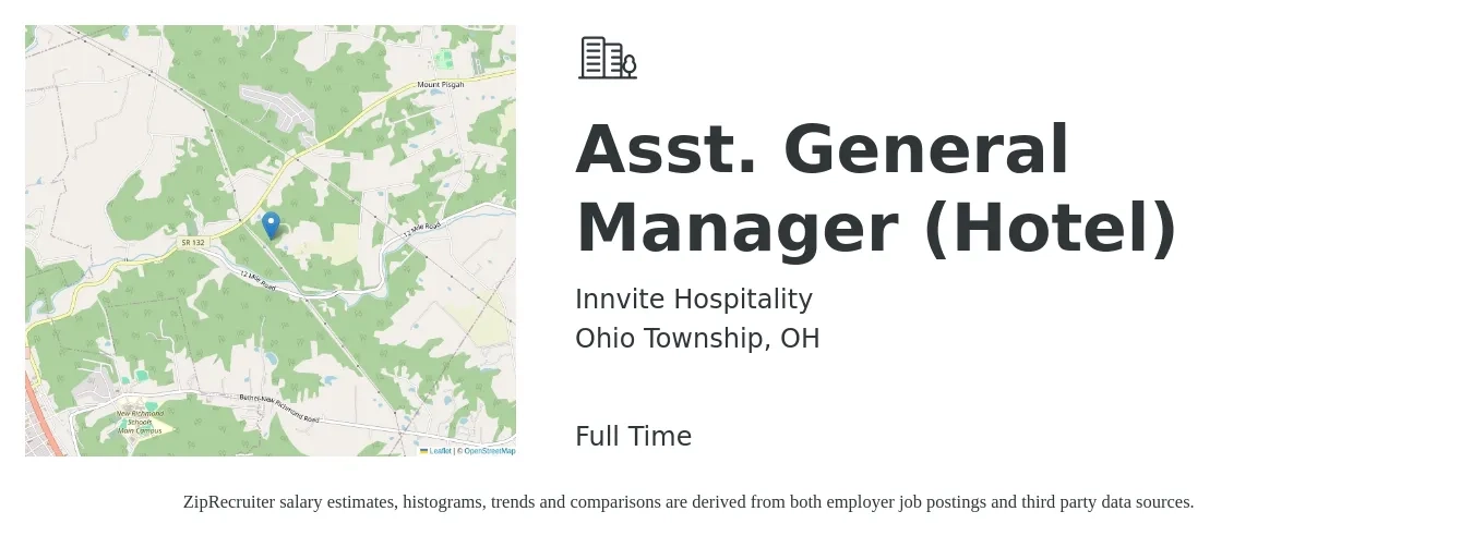Innvite Hospitality job posting for a Asst. General Manager (Hotel) in Ohio Township, OH with a salary of $38,100 to $62,800 Yearly with a map of Ohio Township location.