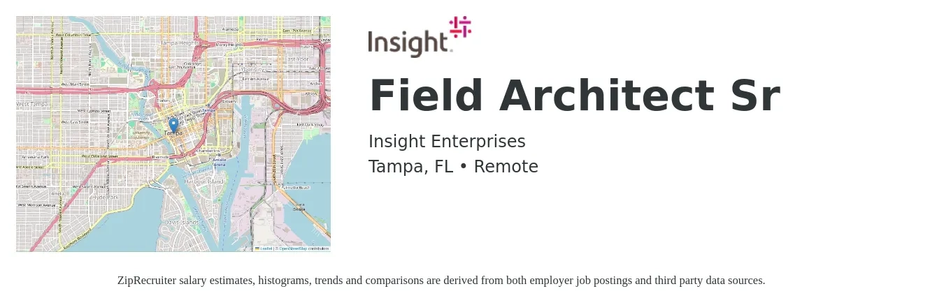 Insight Enterprises, Inc. job posting for a Field Architect Sr in Tampa, FL with a salary of $62 to $80 Hourly with a map of Tampa location.