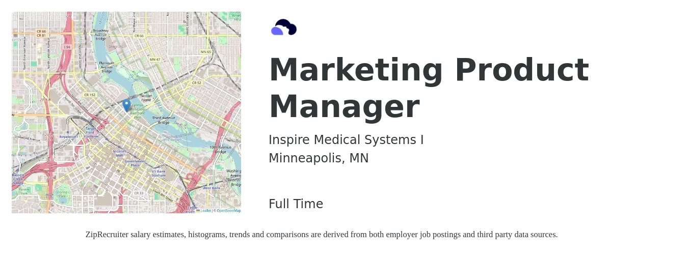 Inspire Medical Systems I job posting for a Marketing Product Manager in Minneapolis, MN with a map of Minneapolis location.