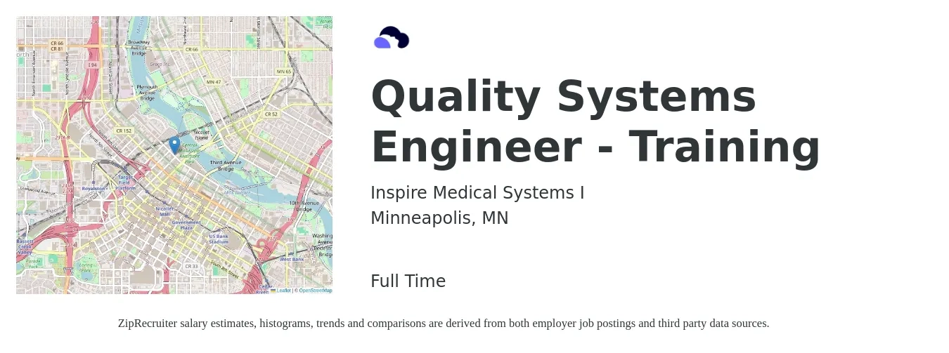 Inspire Medical Systems I job posting for a Quality Systems Engineer - Training in Minneapolis, MN with a salary of $42 to $59 Hourly with a map of Minneapolis location.