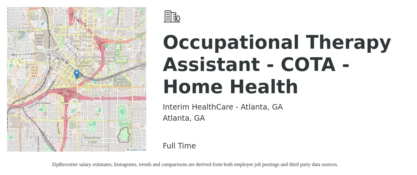 Interim HealthCare - Atlanta, GA job posting for a Occupational Therapy Assistant - COTA - Home Health in Atlanta, GA with a salary of $28 to $36 Hourly with a map of Atlanta location.