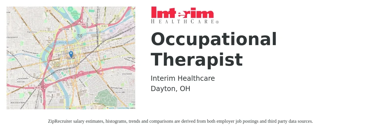 Interim Healthcare job posting for a Occupational Therapist in Dayton, OH with a salary of $36 to $47 Hourly with a map of Dayton location.
