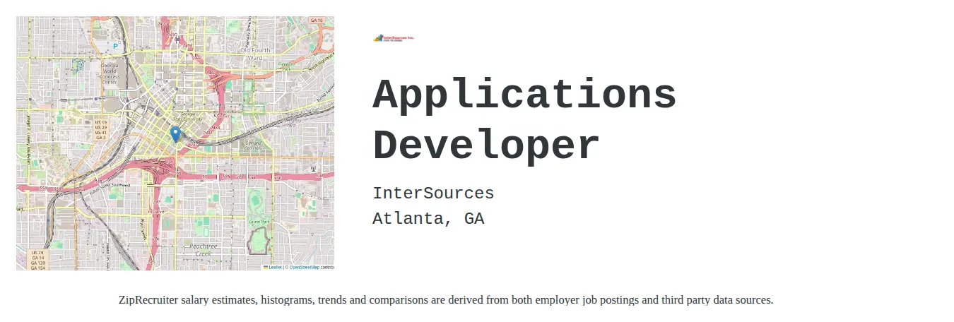 InterSources job posting for a Applications Developer in Atlanta, GA with a salary of $42 to $61 Hourly with a map of Atlanta location.