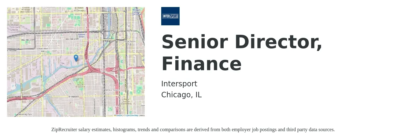 Intersport job posting for a Senior Director, Finance in Chicago, IL with a salary of $126,700 to $180,300 Yearly with a map of Chicago location.