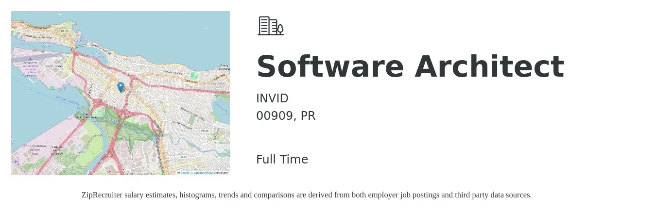 INVID job posting for a Software Architect in 00909, PR with a salary of $138,000 to $199,900 Yearly with a map of 00909 location.