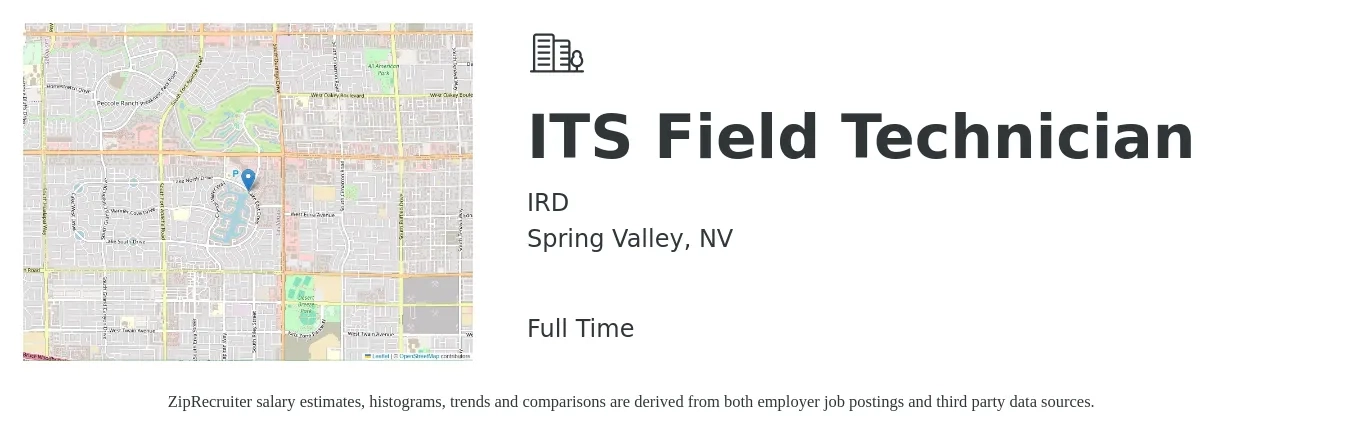 IRD job posting for a ITS Field Technician in Spring Valley, NV with a salary of $19 to $26 Hourly with a map of Spring Valley location.