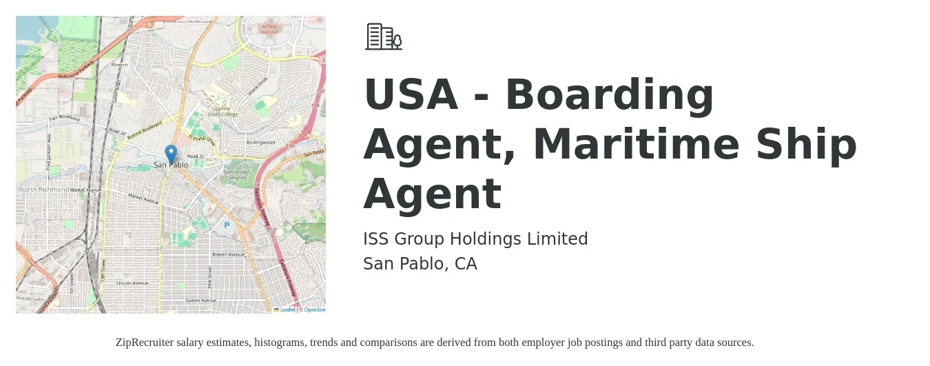ISS Group Holdings Limited job posting for a USA - Boarding Agent, Maritime Ship Agent in San Pablo, CA with a map of San Pablo location.