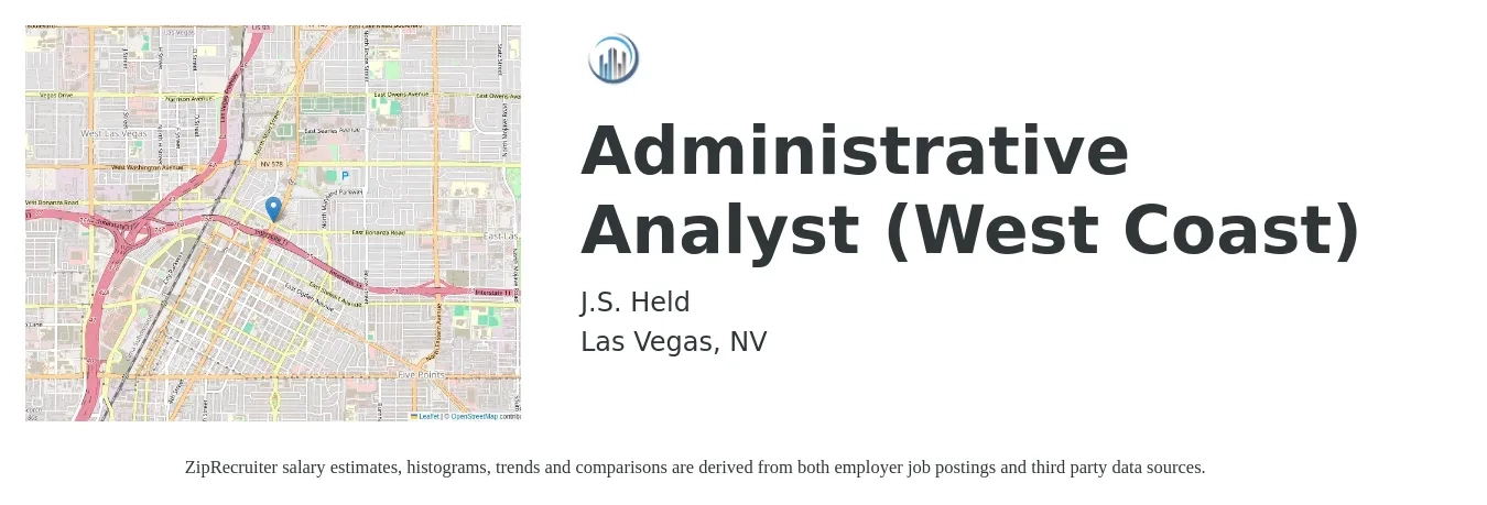 J.S. Held job posting for a Administrative Analyst (West Coast) in Las Vegas, NV with a salary of $22 to $25 Hourly with a map of Las Vegas location.
