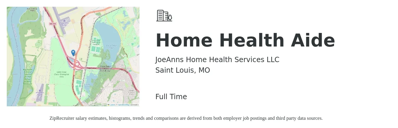 JoeAnns Home Health Services LLC job posting for a Home Health Aide in Saint Louis, MO with a salary of $14 to $18 Hourly with a map of Saint Louis location.