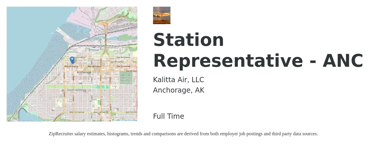 Kalitta Air, LLC job posting for a Station Representative - ANC in Anchorage, AK with a map of Anchorage location.