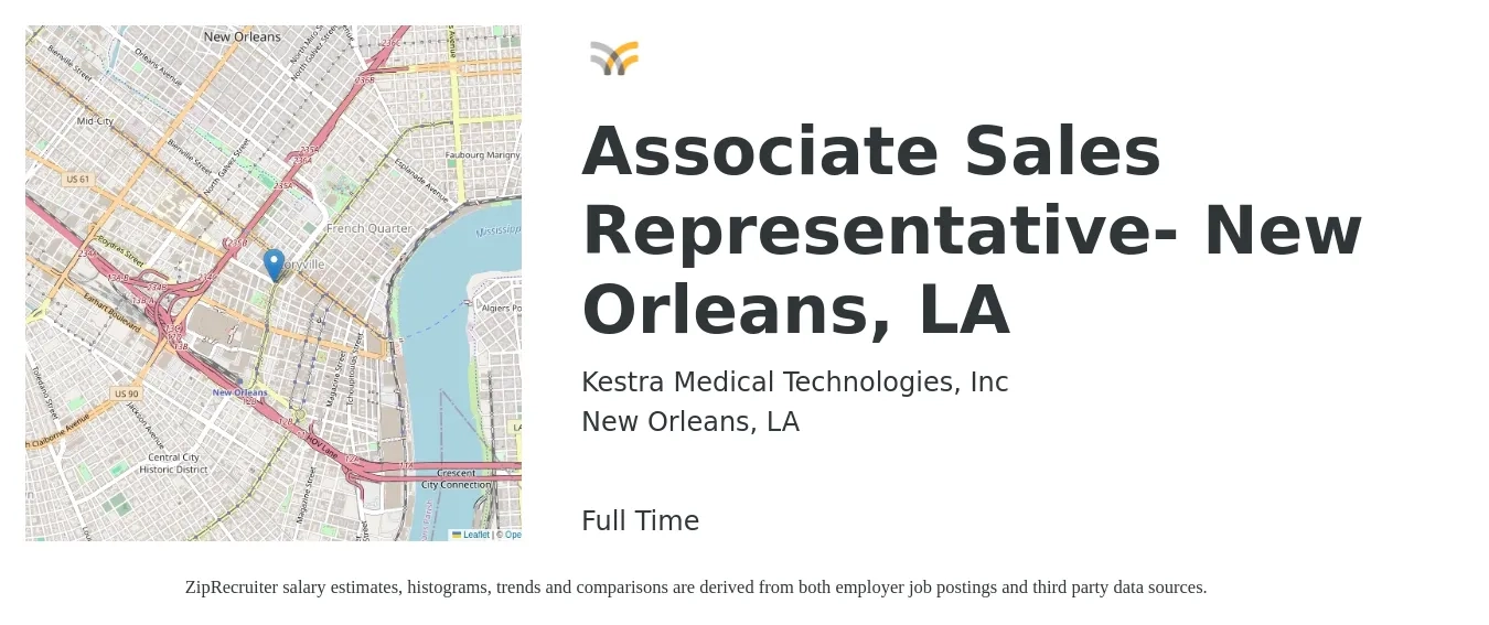Kestra Medical Technologies, Inc job posting for a Associate Sales Representative- New Orleans, LA in New Orleans, LA with a salary of $38,400 to $82,100 Yearly with a map of New Orleans location.