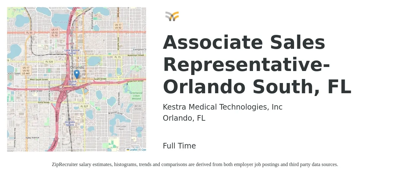 Kestra Medical Technologies, Inc job posting for a Associate Sales Representative- Orlando South, FL in Orlando, FL with a salary of $37,300 to $79,800 Yearly with a map of Orlando location.
