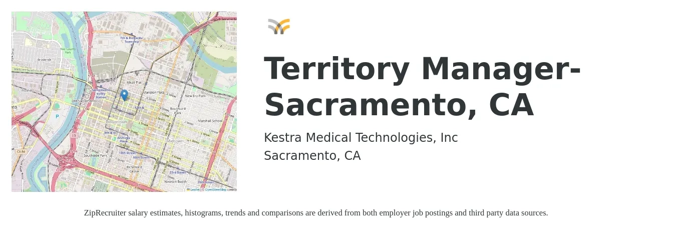 Kestra Medical Technologies, Inc. job posting for a Territory Manager- Sacramento, CA in Sacramento, CA with a salary of $81,700 to $121,400 Yearly with a map of Sacramento location.