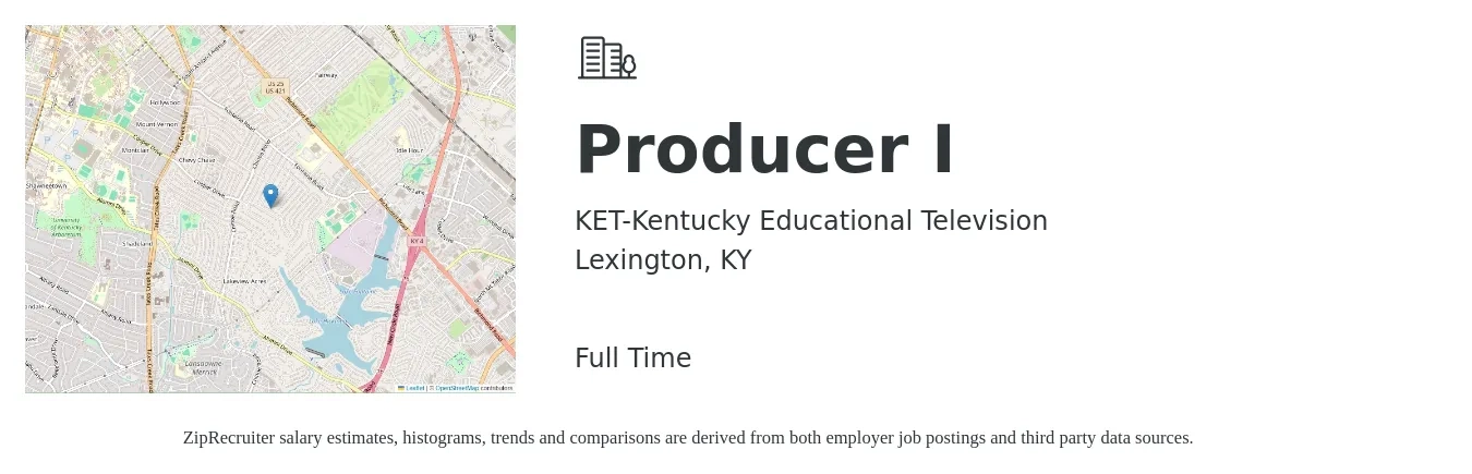 KET-Kentucky Educational Television job posting for a Producer I in Lexington, KY with a salary of $122,200 to $124,200 Yearly with a map of Lexington location.